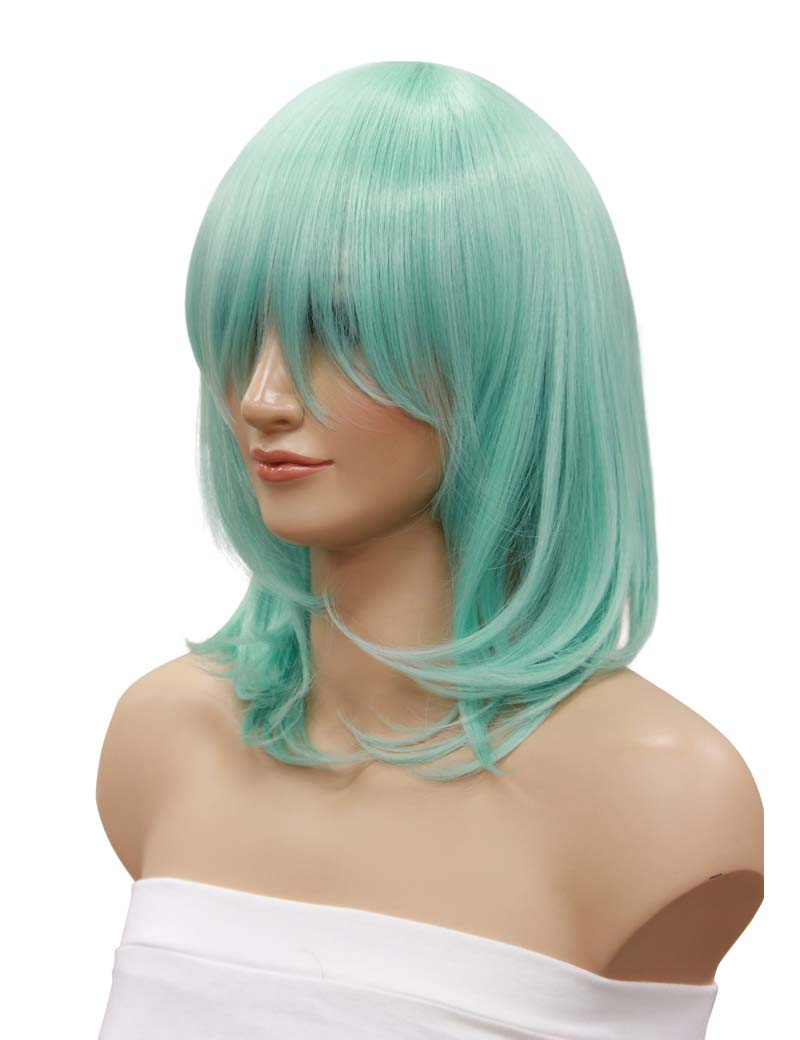 レディースファッション C-001 ミディアム C-アクアマリン コスプレ ヒートスタイルウィッグ