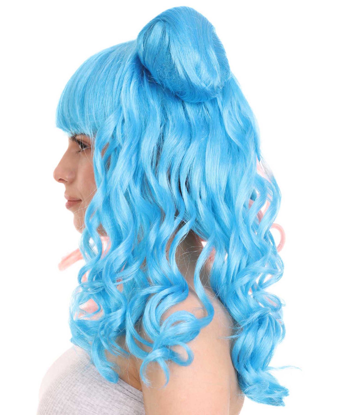 ツートーン ピンク&ブルー バンズウィッグ H-3569 セクシーコスプレパーティーハロウィンウィッグ プレミアム 通気性の良い キャップレスキャップ