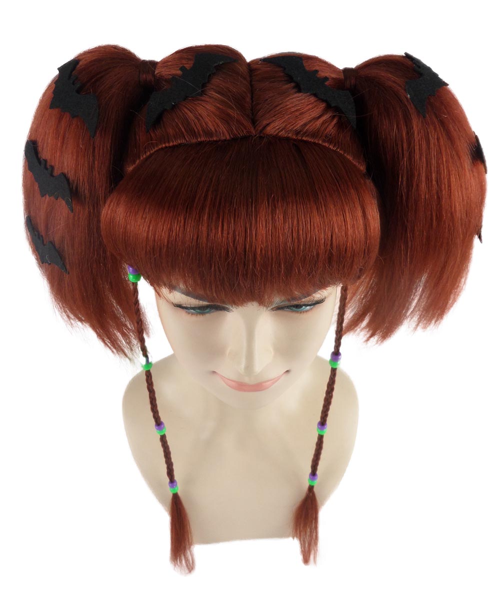 Wigs2you ハロウィンパーティープレミアム レディース H-693 バットエンジェルウィッグ ダークオーバーン色 サイドスイープ ボムシェル ウィッグ