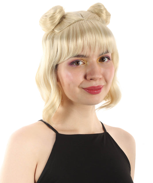 女性用ショートダブルバンスペースギャラクシーウィッグ ブロンド H-5376_15 女子会とグループコスチューム用ヘア