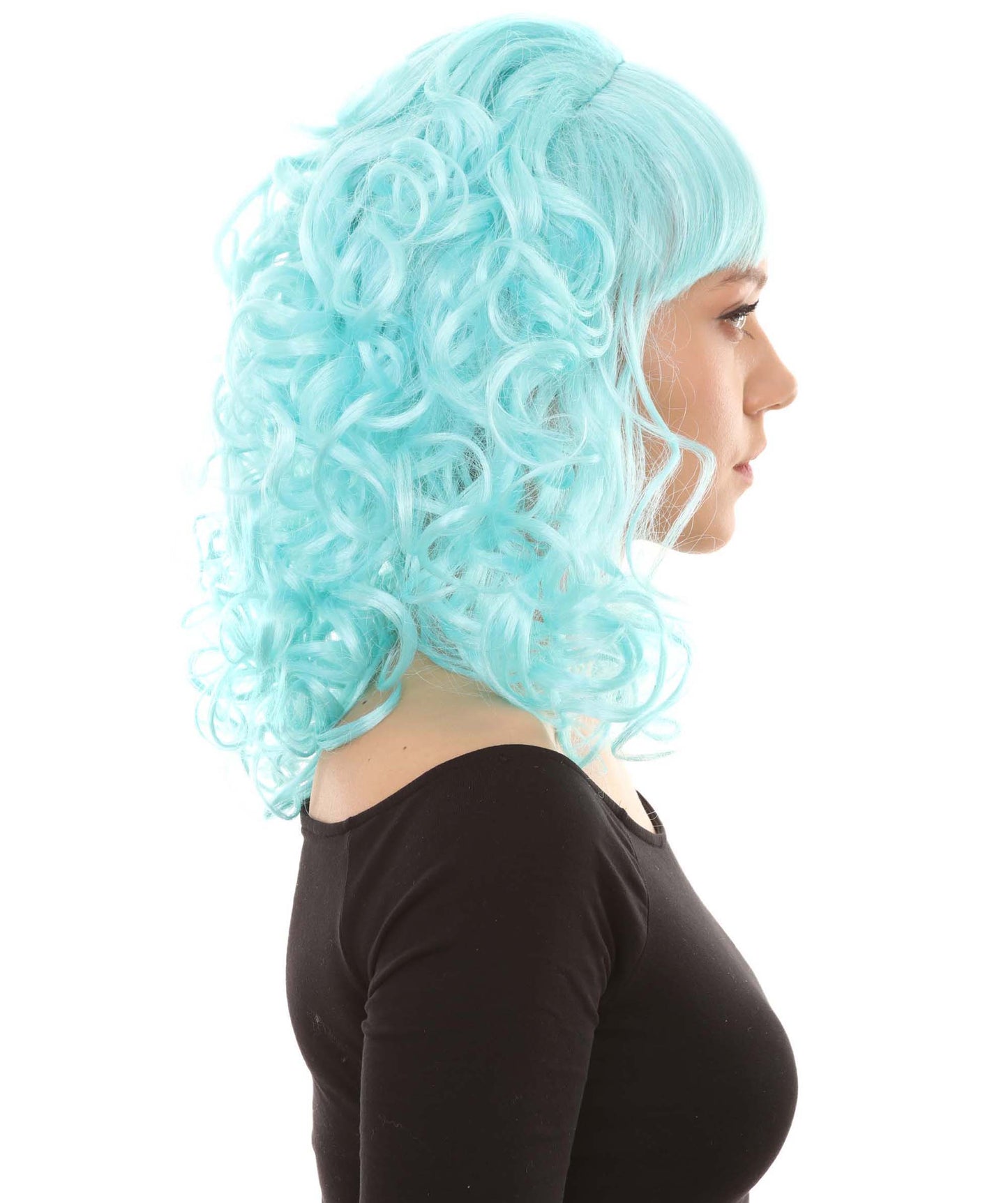 Wigs2you ハロウィンパーティープレミアムレディース H-1738 華やかに見えるピンアップガール ライトブルーウィッグ