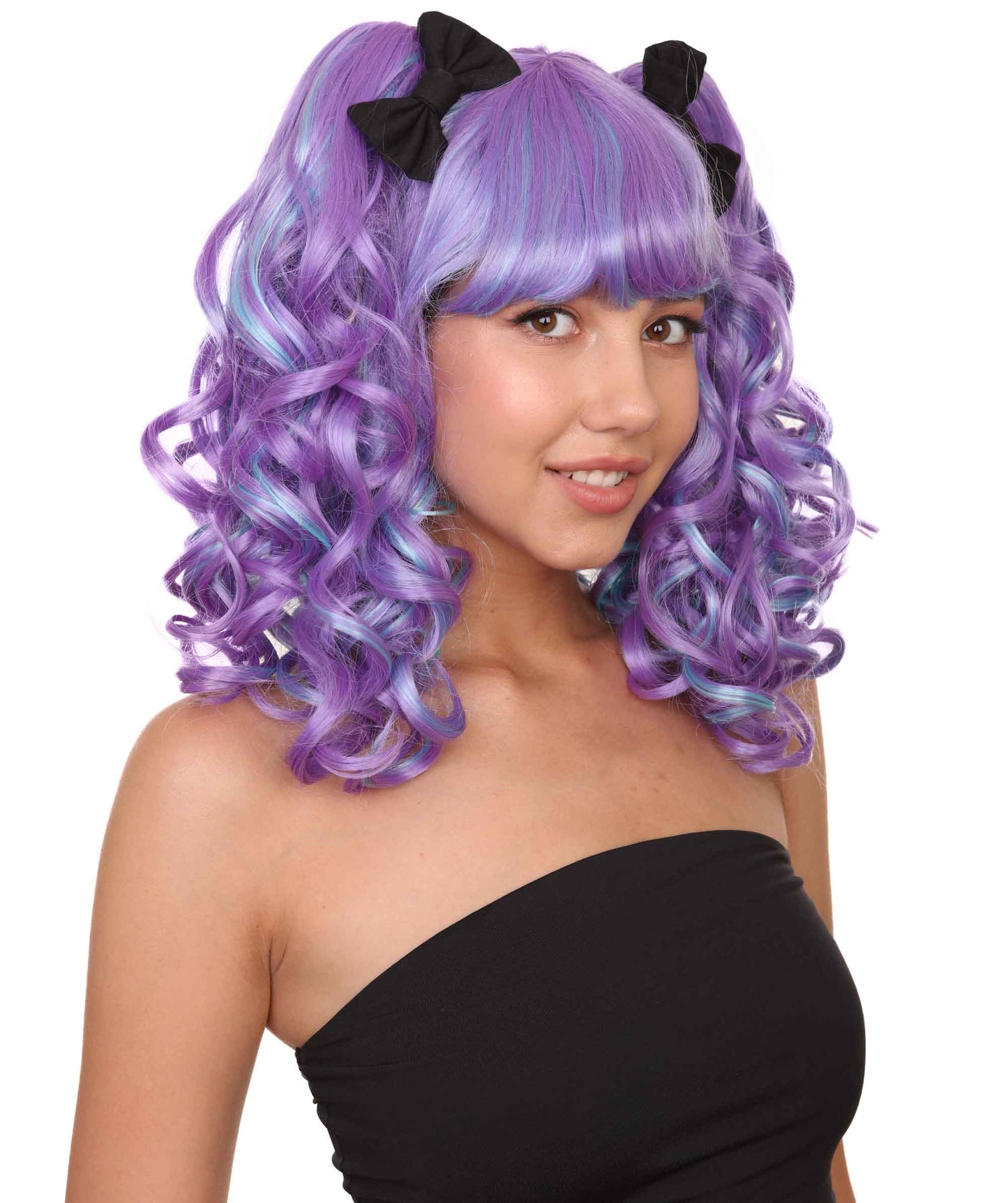 ロリータ ロングウェービーポニーテール コスプレウィッグ H-3577 ファンシーパーティーイベント用 ハロウィンウィッグ プレミアム 通気性の良い キャップレスキャップ