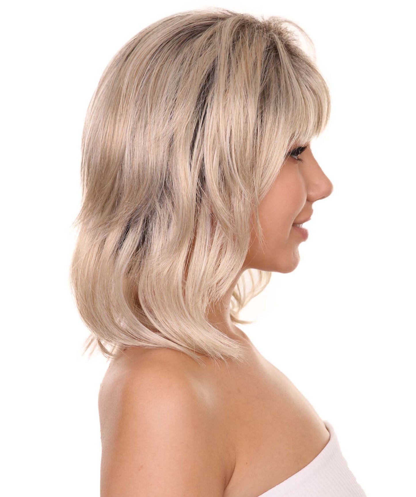 プレミアムハロウィンパーティーレディ H-5422 ミディアムレングス ハロウィンマイリーガールポップスターマレットウィッグ ブロンド