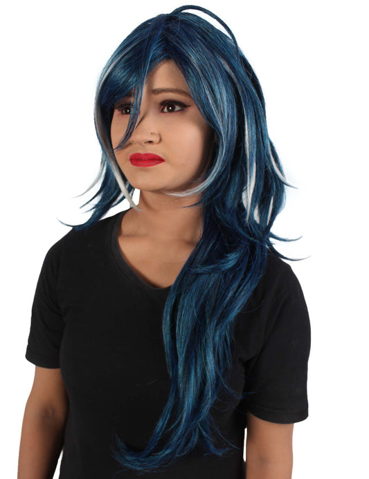 ハロウィンとパーティ プレミアムユニセックス アニメ カエヤ ロールプレイング アニメ コスプレ ネイビーブルーウィッグ H-5680