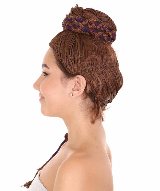 女性用シュリ ブラックパンサー 編み込みブラウンウィッグ H-4664 TV/映画ウィッグ プレミアム通気性キャップレスキャップ