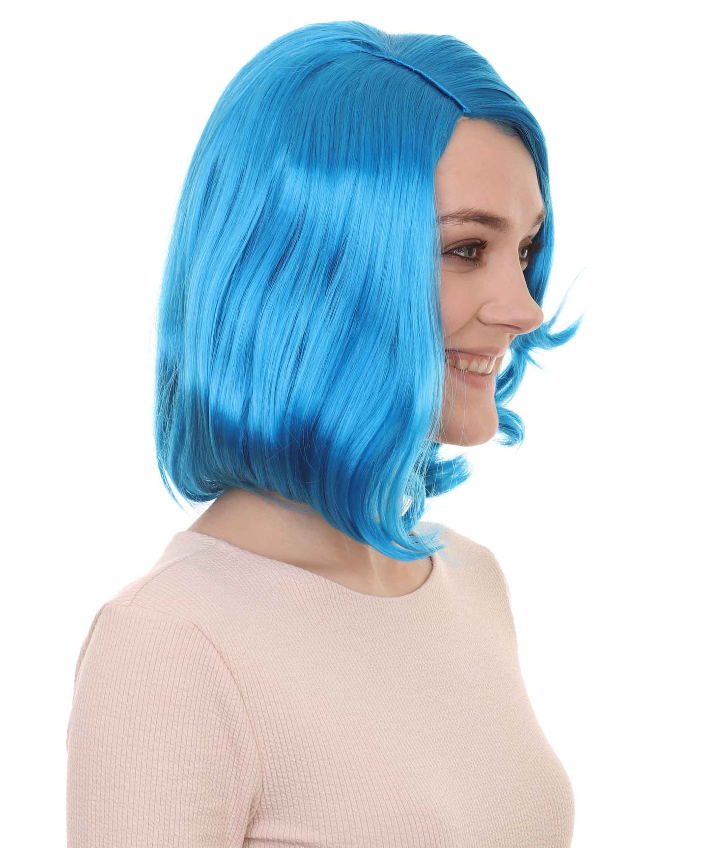 Wigs2you ハロウィン パーティー プレミアム 簡単に着用できる H-1153 とても快適なネオン ブルー カーリー レディ ウィッグ