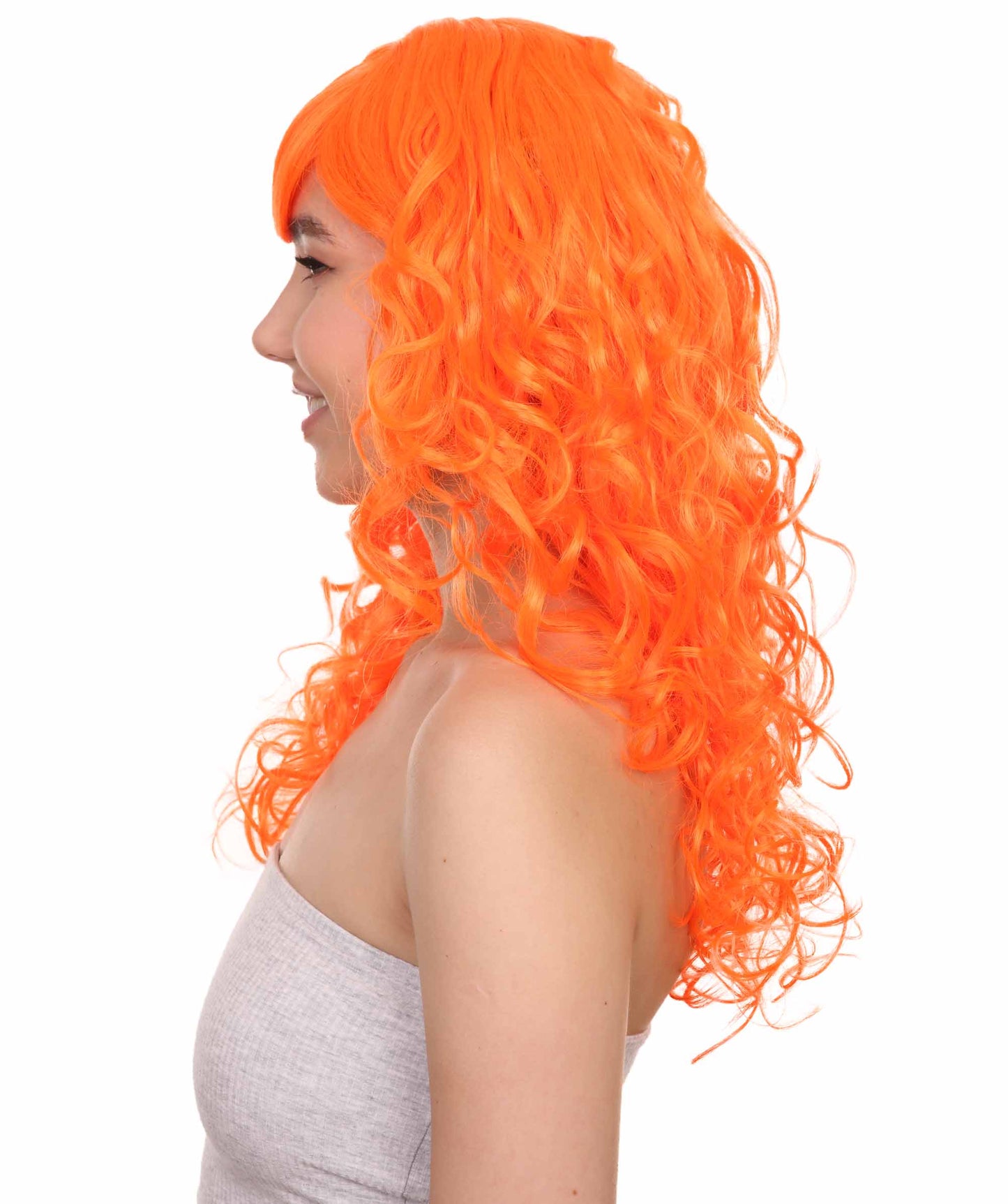Wigs2you ハロウィンパーティー プレミアム レディース H-1030 着用しやすい ベラウィッグ ネオンオレンジカラー