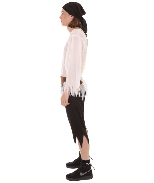 大人の男性 JCO-061 海賊の非対称のシャツの衣装 ブラック&ホワイト コスプレ衣装