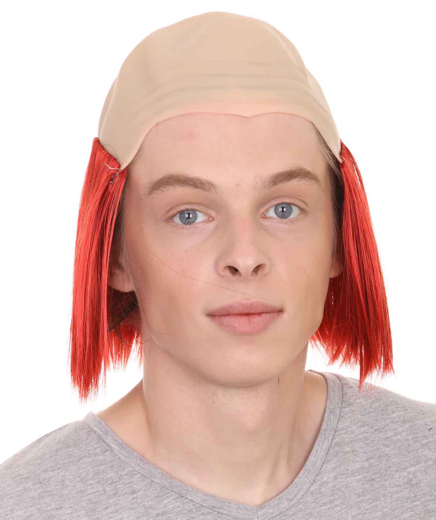Wigs2you ハロウィンパーティープレミアム H-2137 バルドストレート男性クラウンレッドウィッグ あなたのためにカスタマイズ 男性の髪の部分の調整プロセス