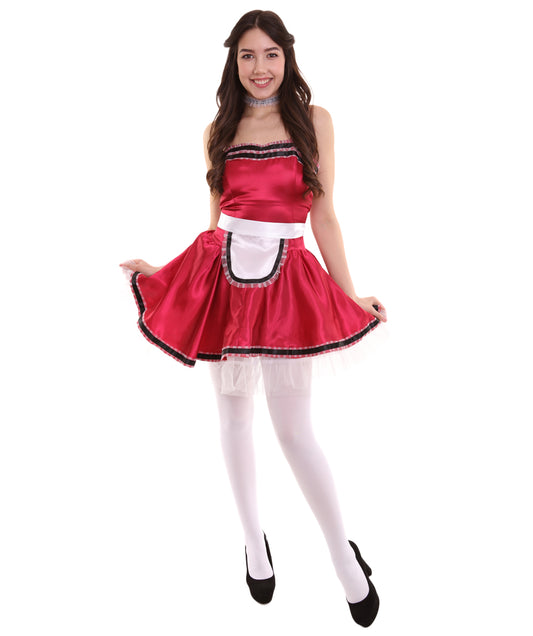 女性用 JCO-344_16 フレンチメイド制服コスプレ ダークレッドコスチューム