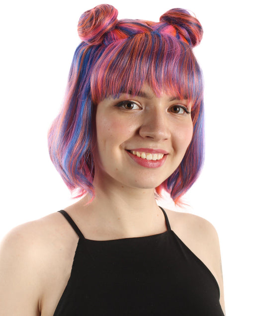 大人の女性用ショートダブルバンスペースギャラクシーウィッグ ピンクオンブレ H-5376_28 女子会とグループコスチューム用ヘア