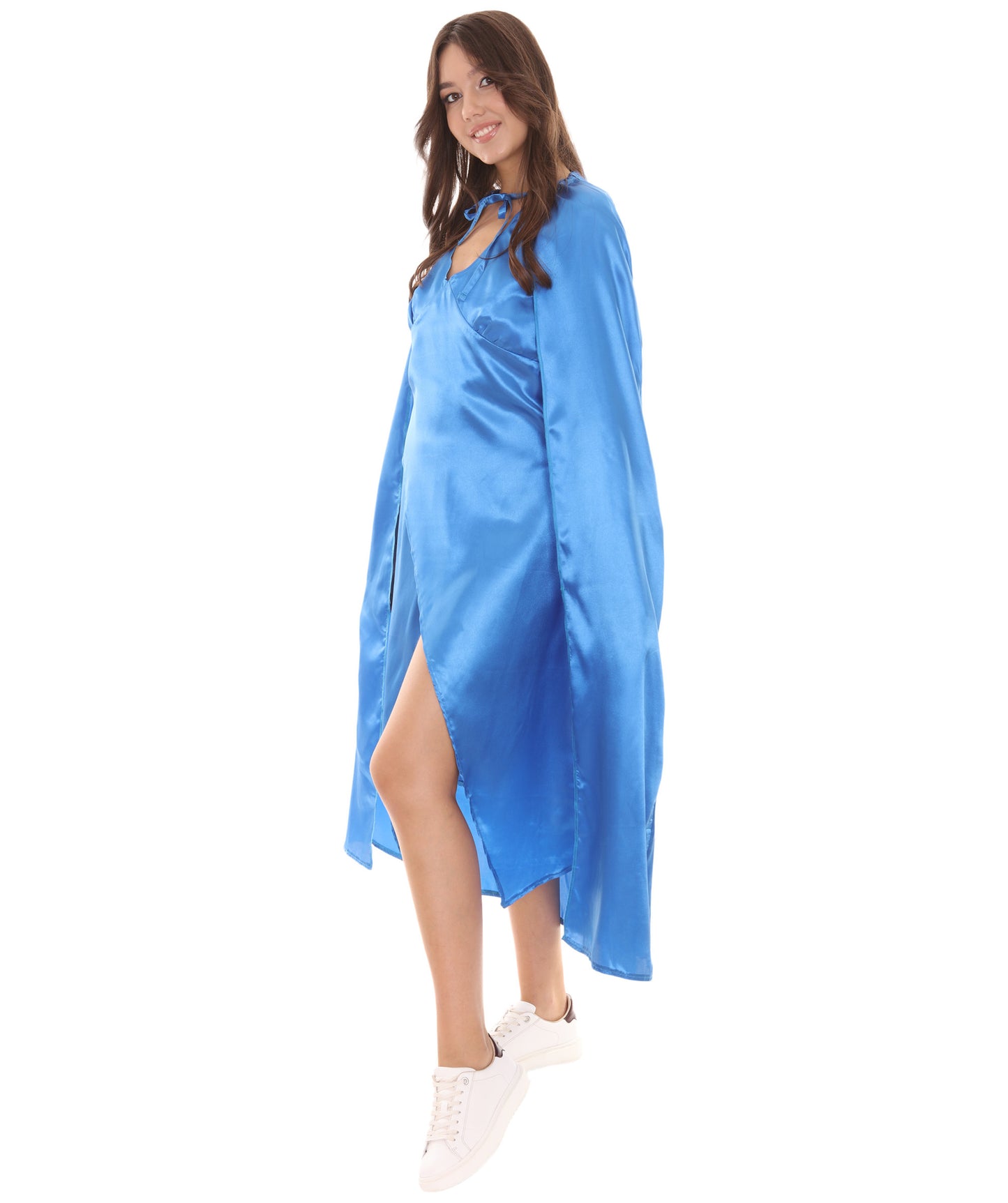 女性 JCP-124 のスローンズ・ドラゴンクイーン ブルードレスとクローク コスプレコスチューム