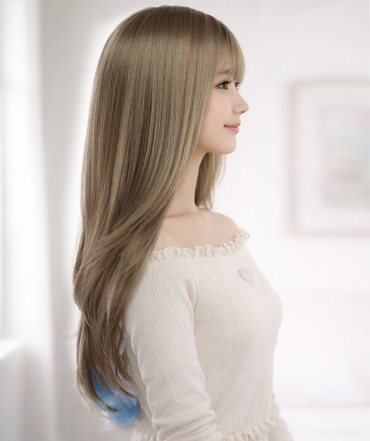 Wigs2you C-122 女性用ナチュラルブラウン人工毛ウィッグ(前髪付き)、長さ22インチのストレートウィッグ!コスプレやファッションルックにぴったり!
