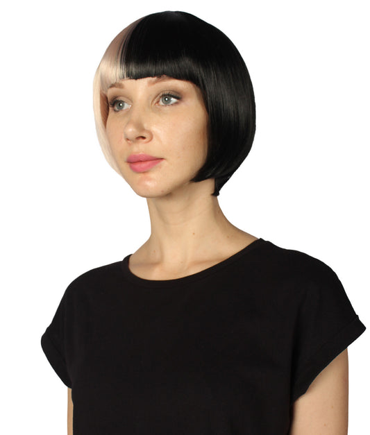 ハロウィンパーティープレミアムレディース H-4074 二色調ブロンド&ブラックショートボブウィッグ