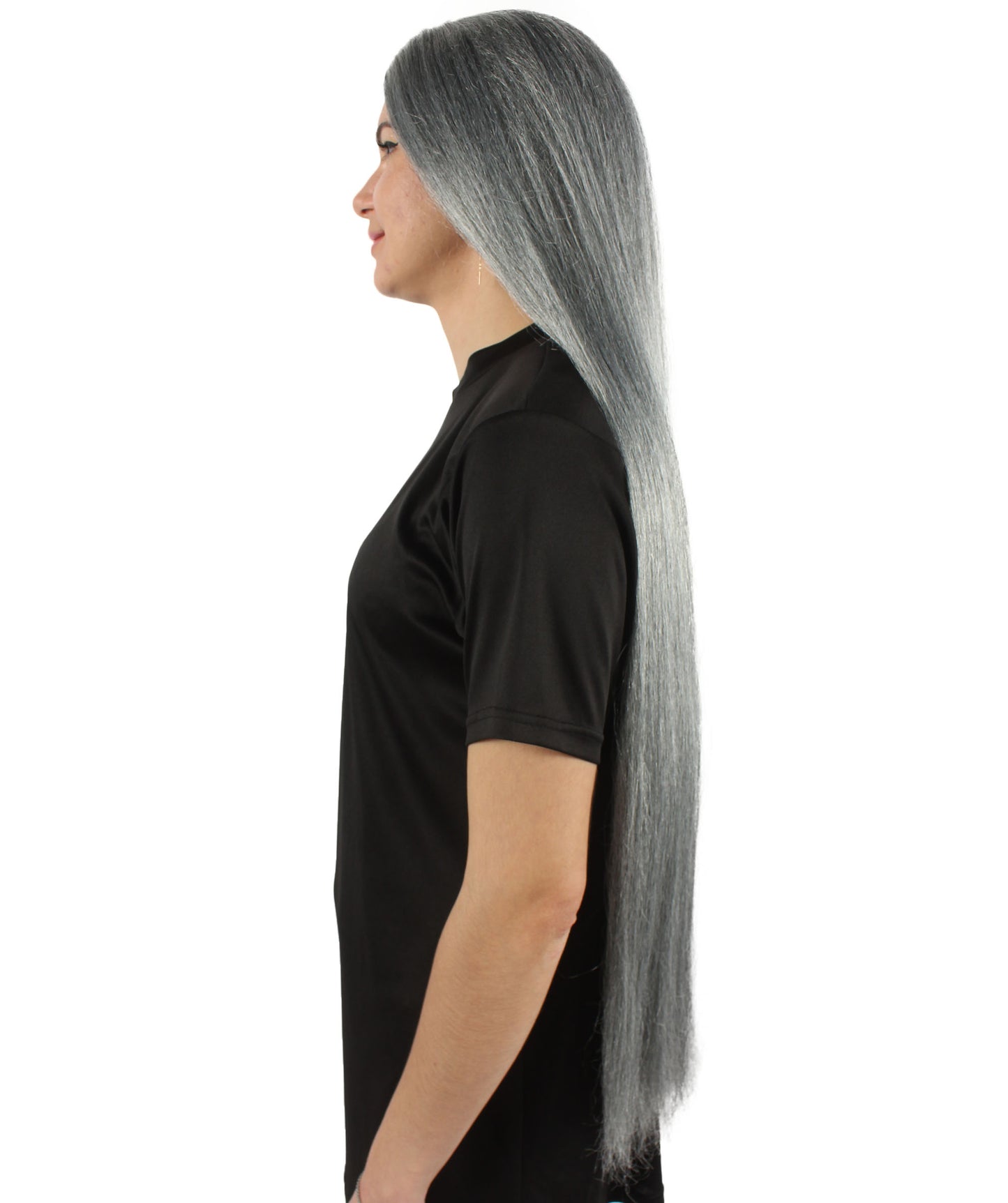 女性 36インチ 超長いウィッグ グレー H-5379_24 バングなし コスプレ衣装の髪ウィッグ