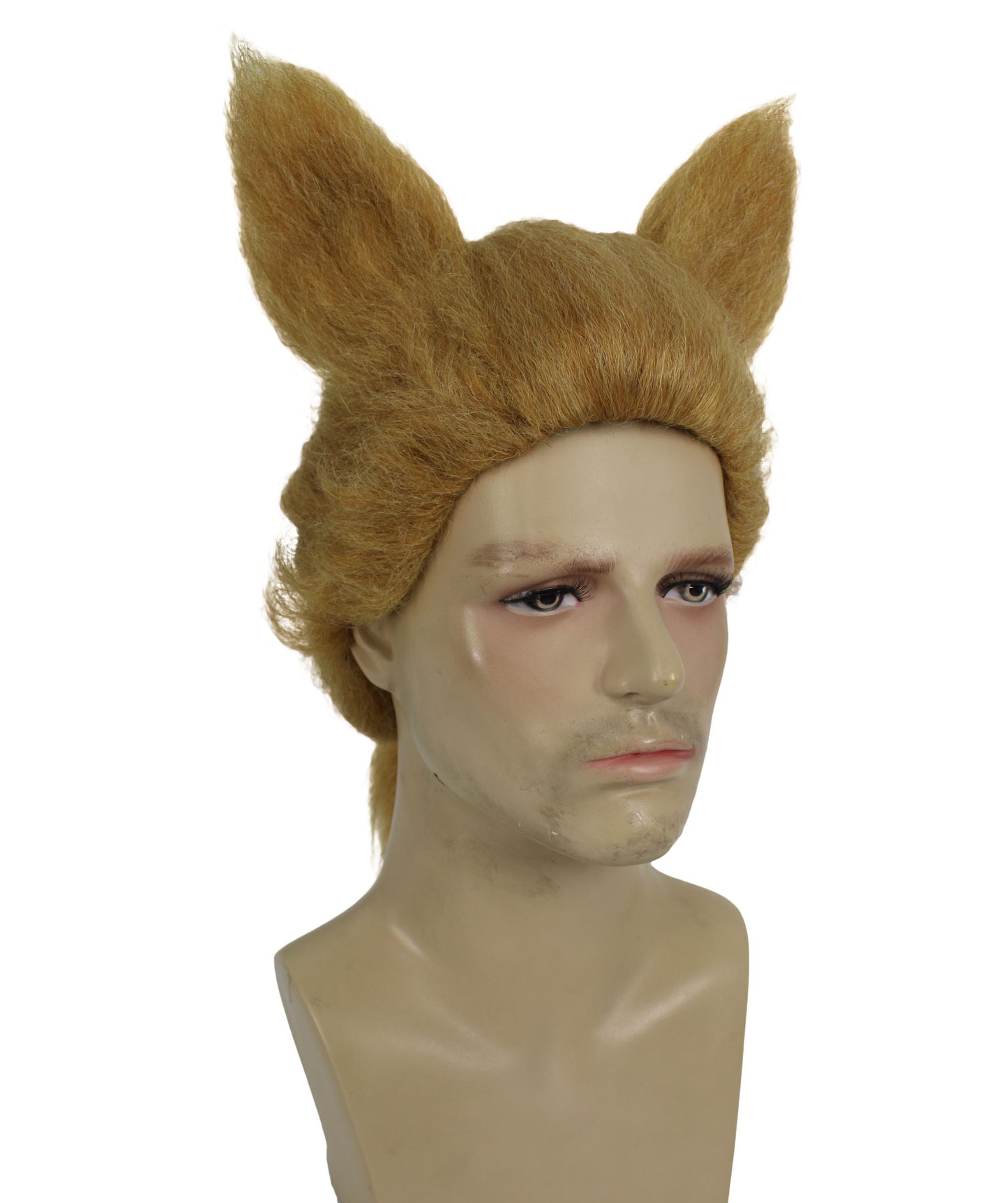 メンズ H-6112 金髪半人半犬ウィッグ くせのあるカール付き I ハロウィンに最適 I 難燃性合成繊維