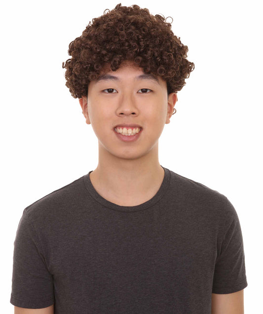 ハロウィンパーティー プレミアム 男性用 H-2409 ブラウン ミニ アフロ ウィッグ