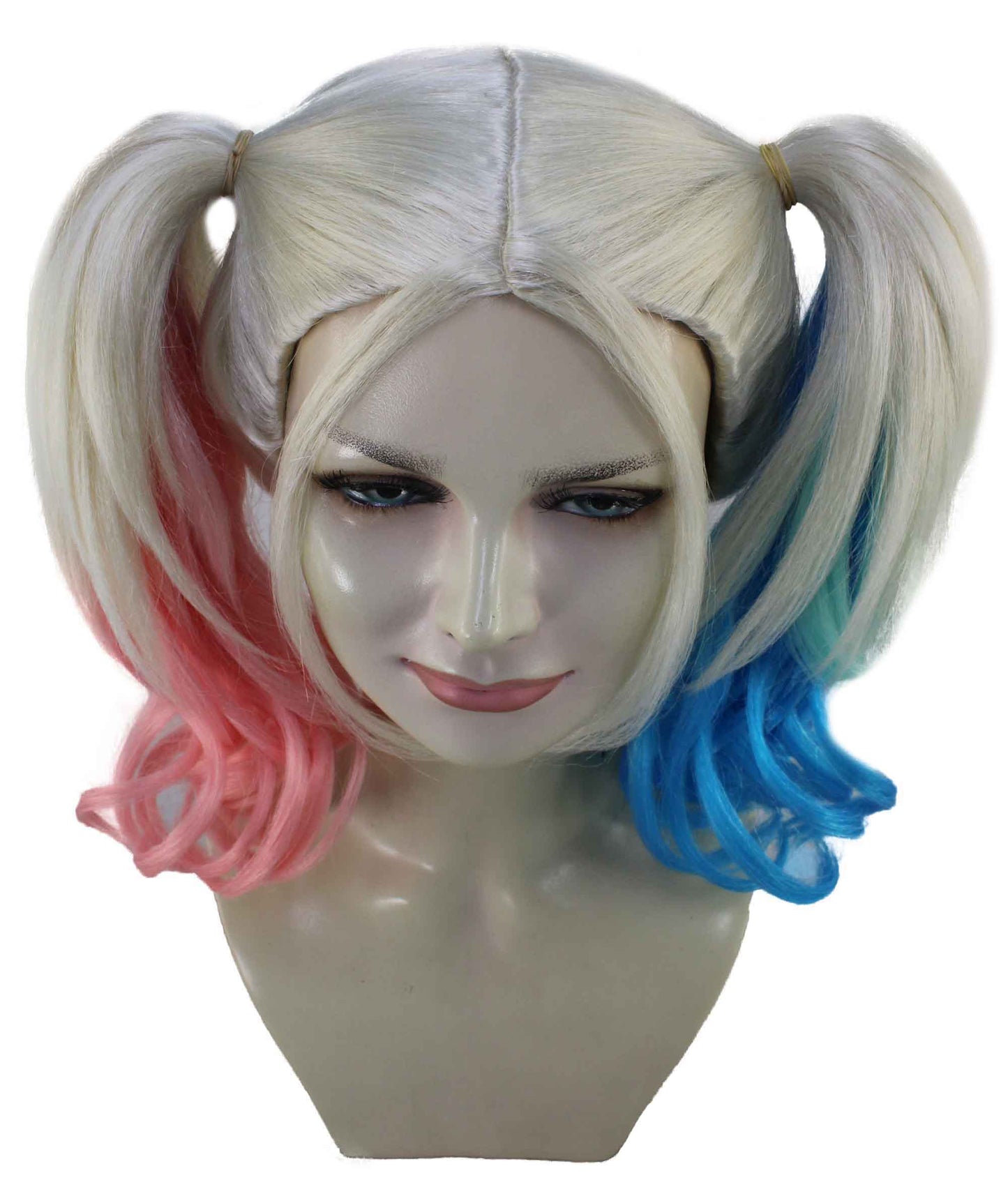 女性用マルチストレートショルダーピッグテイルズレングス トレンディバブルガムヴィランウィッグ マルチカラー H-5288 プレミアムパーティーウィッグコレクション