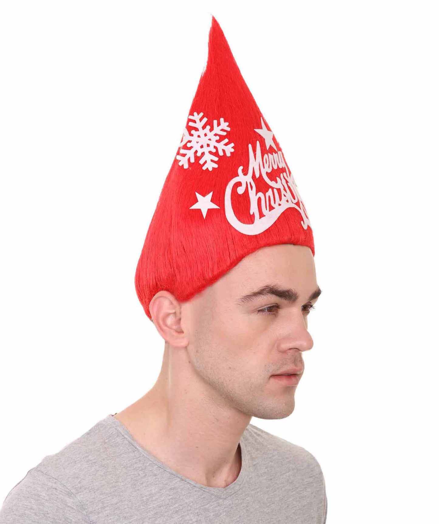 メンズ レッド クリスマスツリー トロール ウィッグ 1 H-2470 プレミアム 通気性のあるキャプレスキャップ