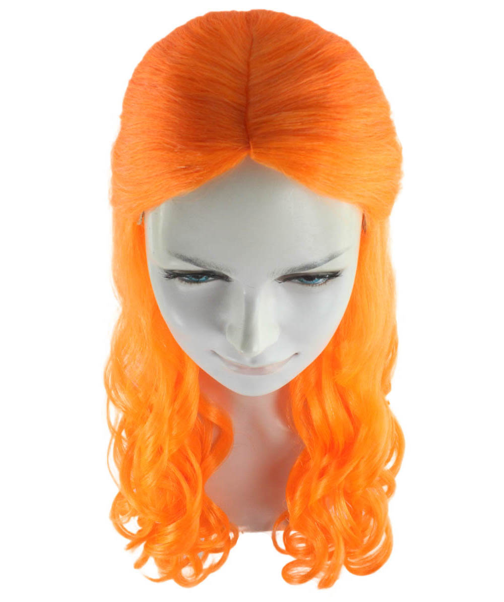 ハロウィンパーティー プレミアム 女性用 H-2941 オレンジ ロング ウェーブ ウィッグ