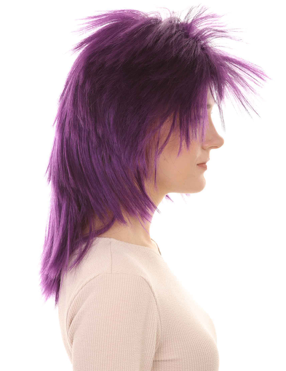 Wigs2you ハロウィン パーティー プレミアム H-1320 簡単に着用でき 快適なフィット感 80 年代女性バイオレット ロッカー スタイルウィッグ