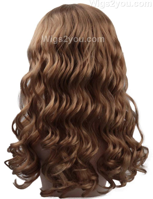 婦人用驚きかつら|茶色の波打った性格テレビ/映画かつら|割増空気を通すCaplessなキャップH-475