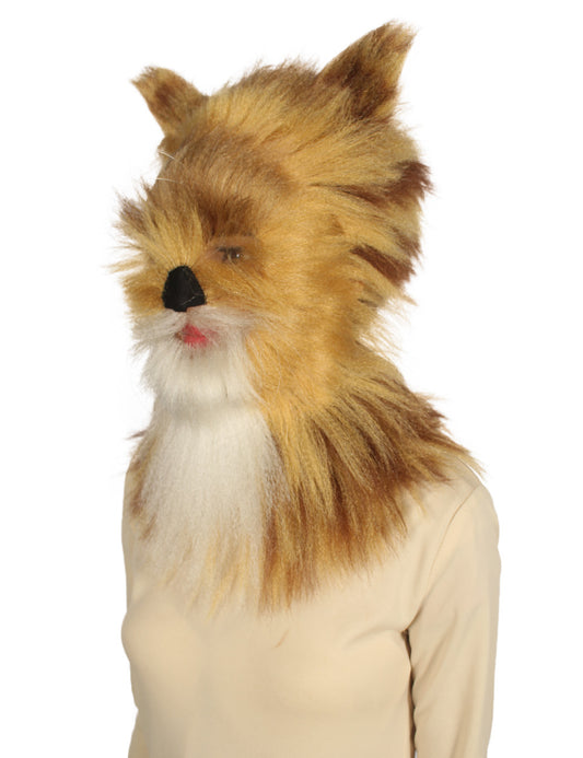 ハロウィンパーティープレミアムレディース H-5224 フォックスコレクション 白とブロンドの毛むくじゃらの猫のコスプレウィッグ&マスク 通気性のあるキャップレスキャップ