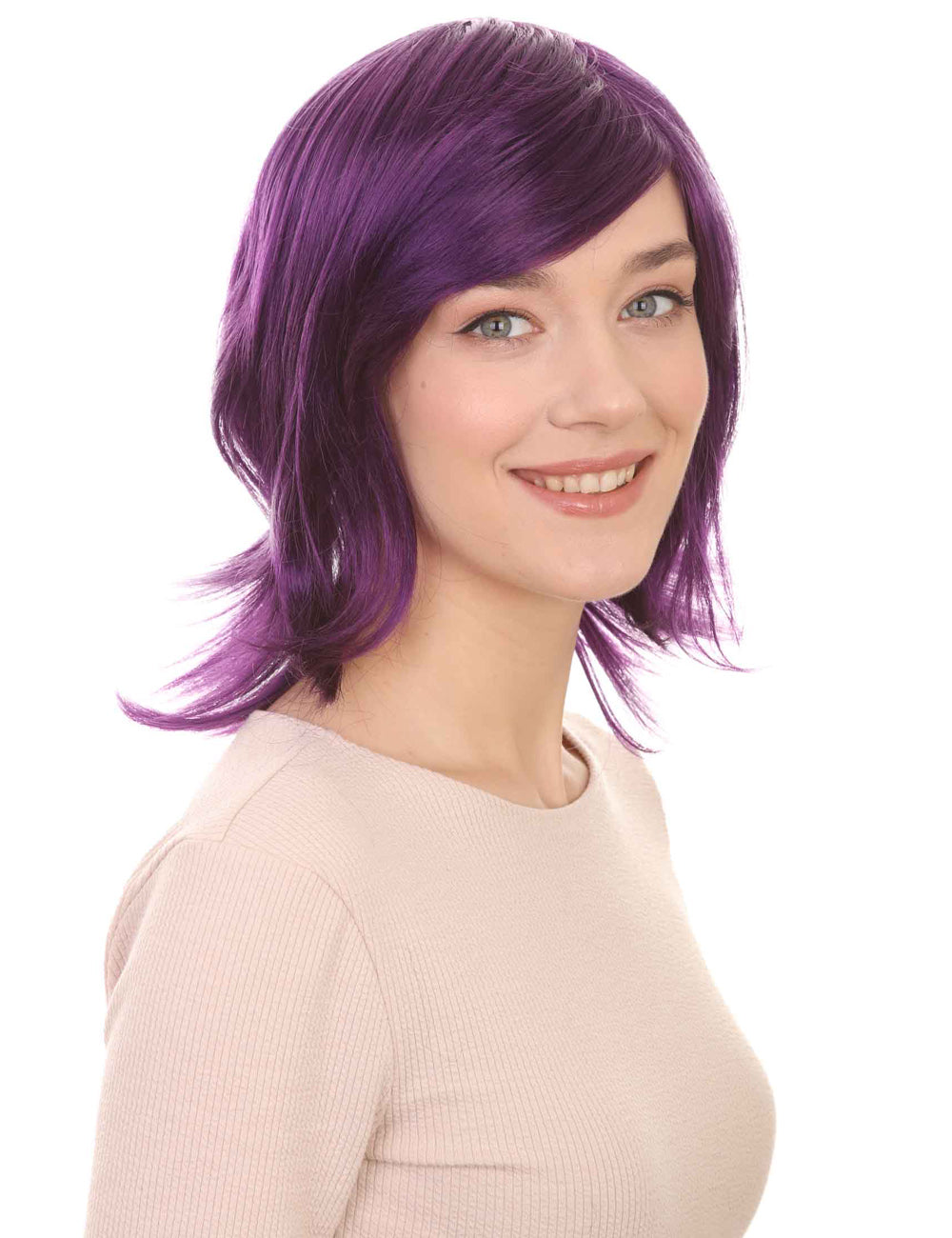Wigs2you ハロウィン パーティー プレミアム H-1433 簡単に着用でき 快適なフィット感の女性ショート バイオレット ウィッグ