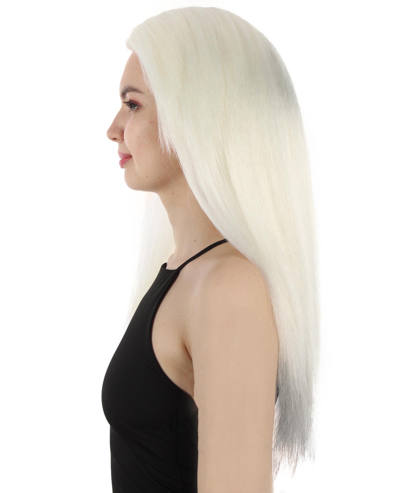 女性用ロングストレートサイドパートコスプレウィッグ ホワイト H-5220_19 ファンシースタイル プレミアムハロウィンパーティーウィッグコレクション