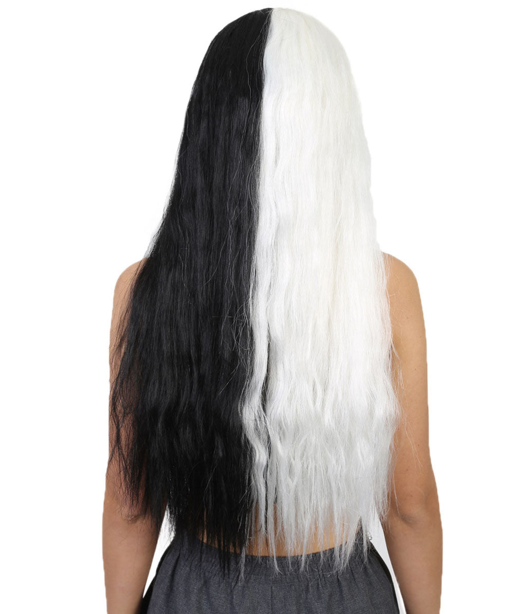 Wigs2you ハロウィンパーティープレミアムレディース H-1813 華やかに見える長いブラックとホワイトのツートーンウィッグ