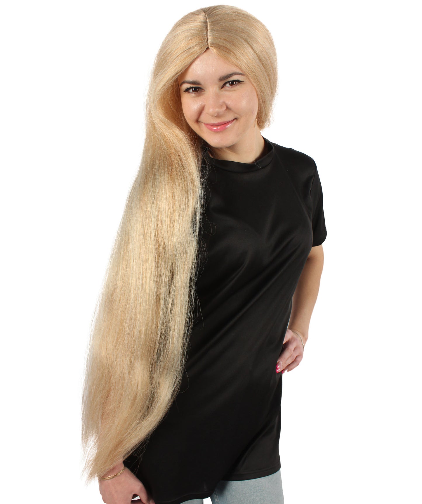 女性 36インチ 超長いウィッグ ストロベリーブロンド H-5379_25 バングなし コスプレ衣装の髪ウィッグ