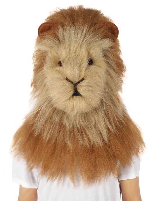メンズ H-5600 ライオン ブロンドとブラウン ウィッグとマスク ロング 合成ファイバー
