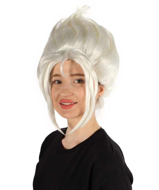 女性用 H-5861 アニメーション ムービー 霜の才能の妖精 ホワイト アップド ウィッグ ハロウィンに最適 難燃性合成繊維