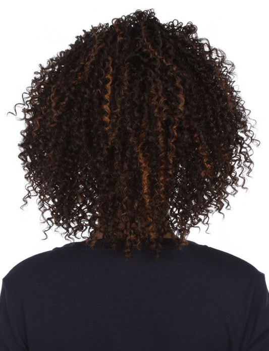 レディースファッション W-811B カーリースタイル ラティーノブラウンハーフウィッグ ヒートスタイル可能 合成繊維