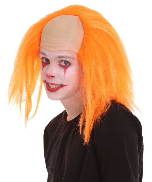 大人用ハーフボールド面白い男性用オレンジウィッグ H-4924 ハロウィンにぴったり 軽量難燃性合成ファイバー