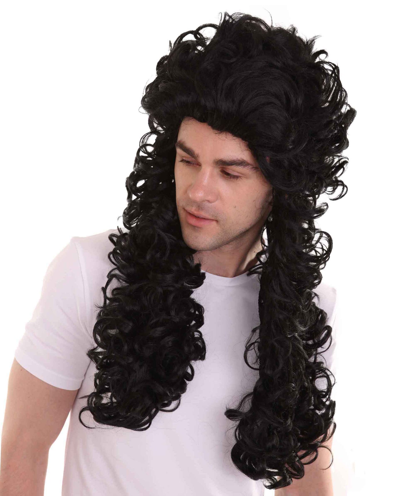 ハロウィンパーティ プレミアム 男性用 H-4785 海賊キャプテン ロングカーリーブラックウィッグ