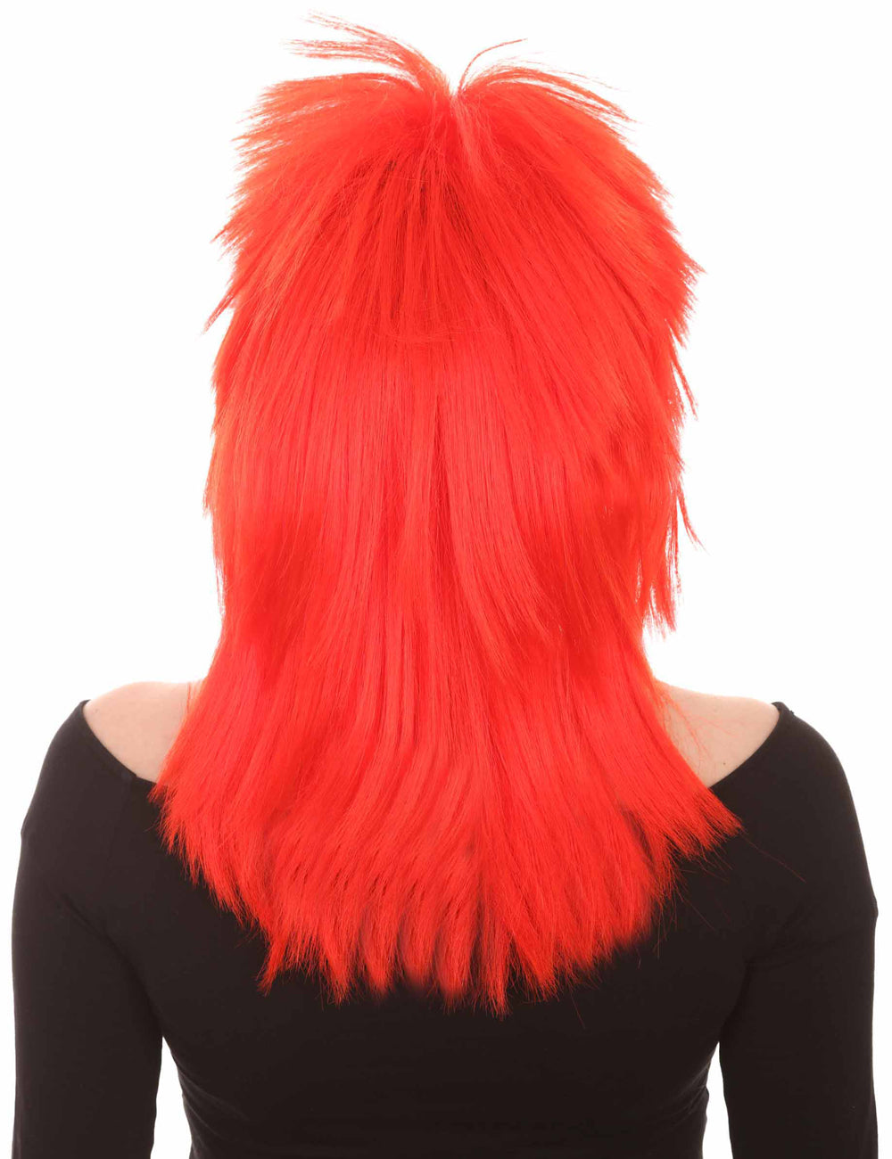 Wigs2you ハロウィン パーティー プレミアム H-1334 簡単に着用でき 快適なフィット感 80 年代女性ネオンレッド ロッカー スタイルウィッグ