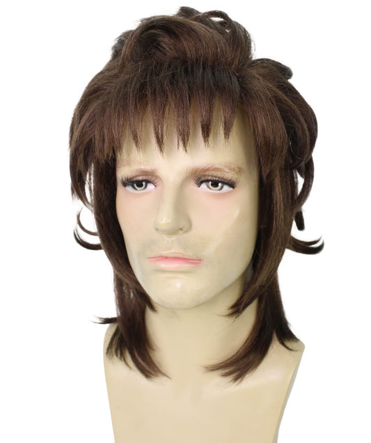メンズ 6123 ブラウン スパイキー アニメ キャラクター ウィッグ ハロウィンに最適 難燃性合成繊維