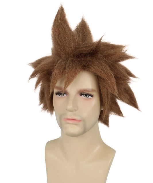 ハロウィンパーティ プレミアムメンズ H-5660 キーブレードウォリアービデオゲーム ブラウンスパイキーウィッグ 合成繊維の髪