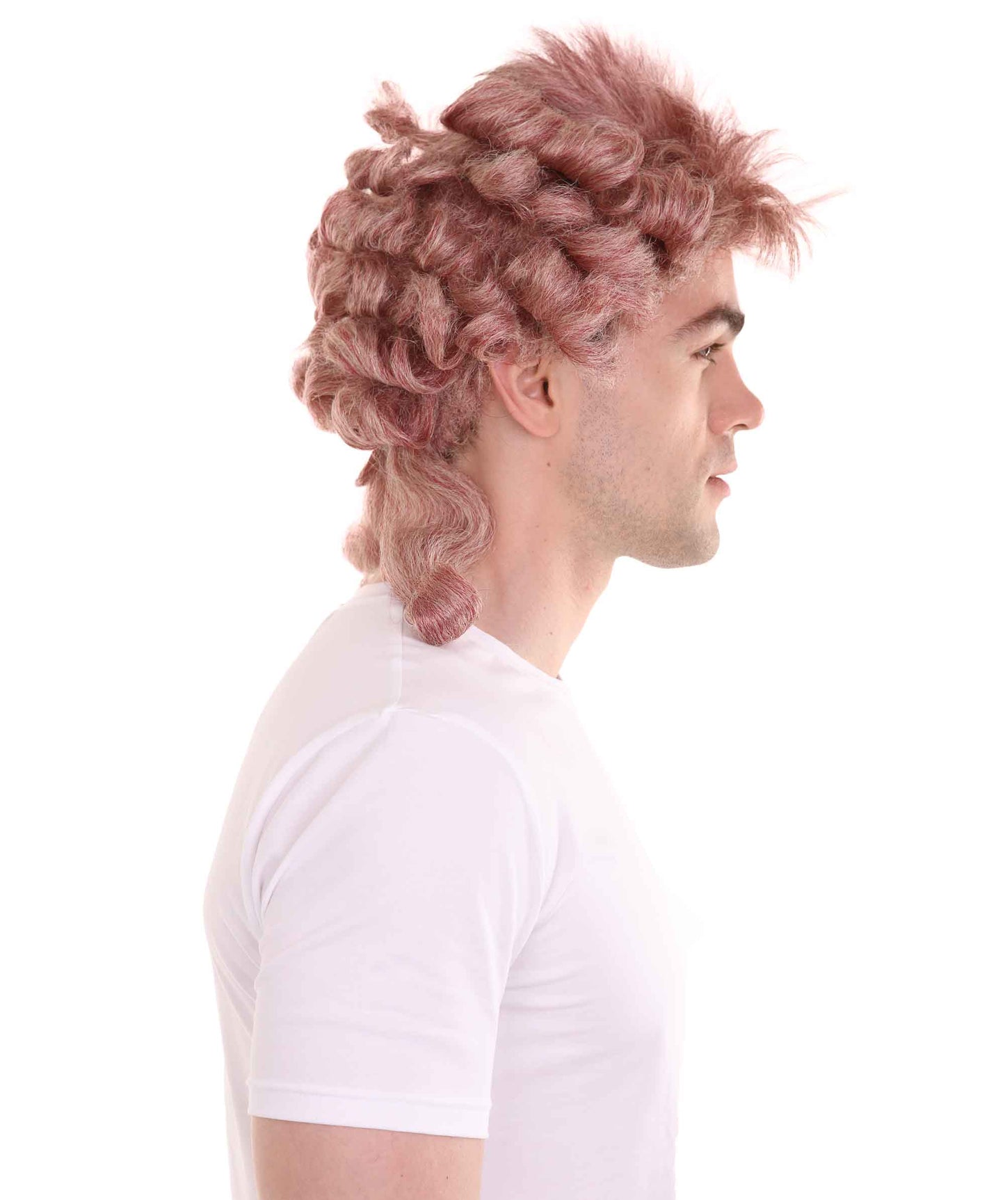 ハロウィンパーティ 男性用 H-4285 コロニアルミックスカーリーウィッグ プレミアム通気性キャップレスキャップ