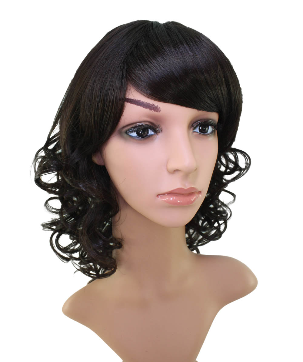 耐熱商品 | ミディアムウィッグ | 存在感のある立体ウェーブを使ったバランス重視なスタイルです | ウィッグネット付き W-757