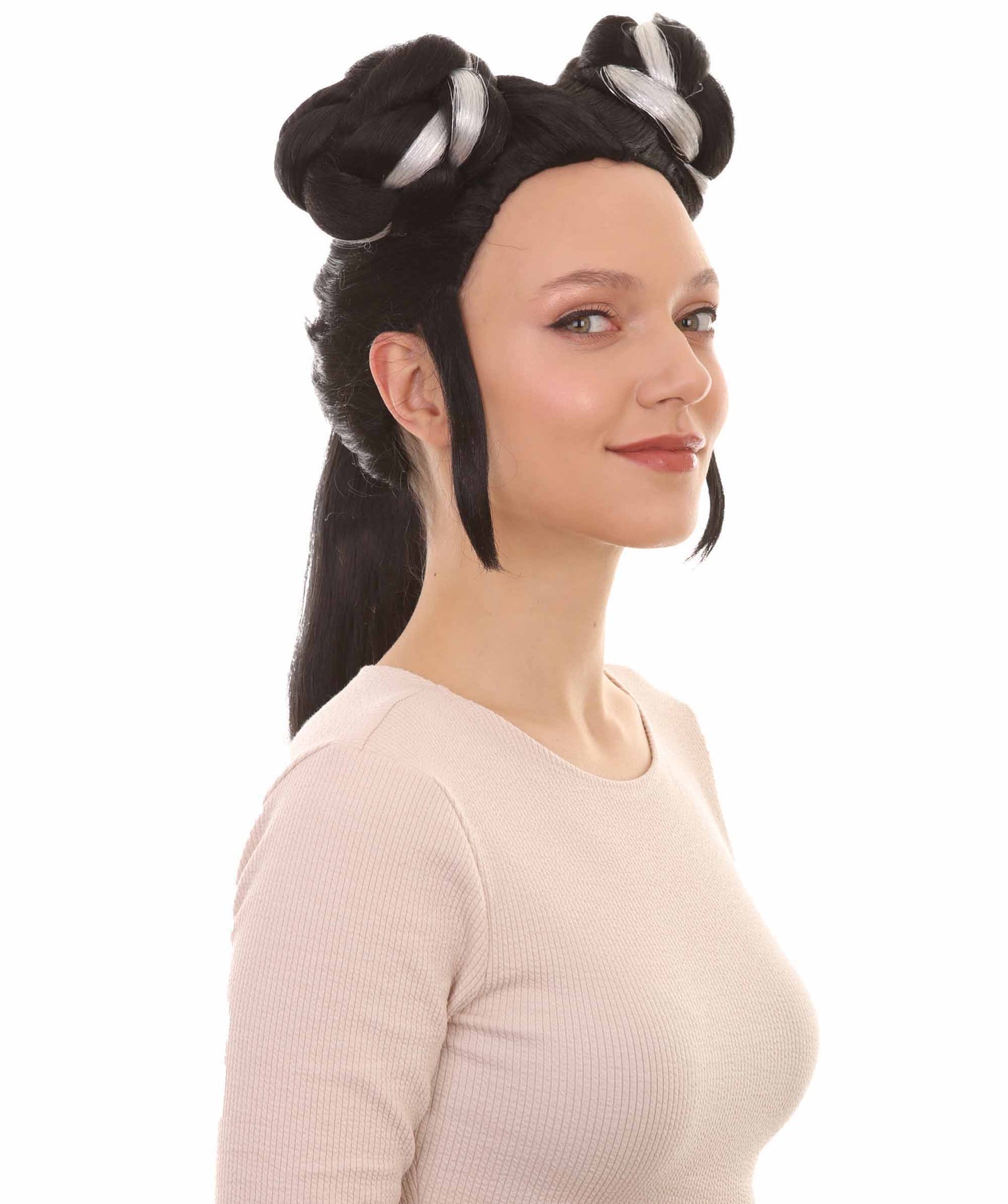 ハロウィンパーティ プレミアムレディース H-4739 ネッタ・バルツィライ バンズ ホワイトブラックティンセルウィッグ ユーロビジョンソングコンテスト2018