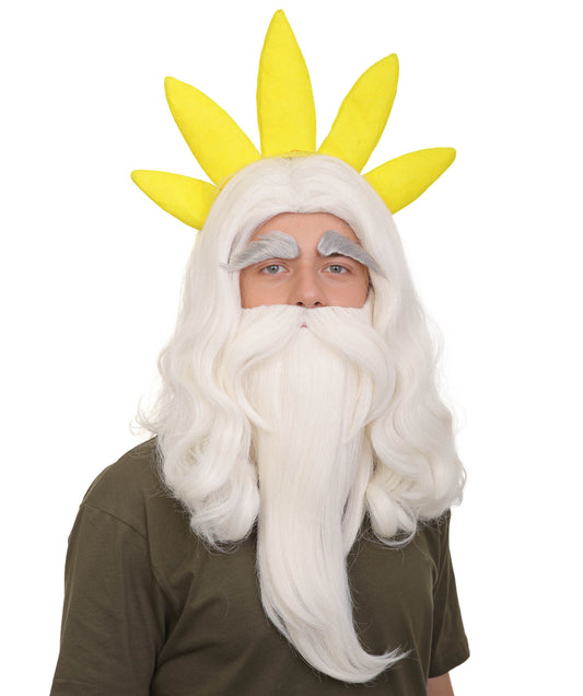 メンズ H-6052 アニメ映画マーマンキング ホワイト グレー ウィッグ 眉毛 口ひげ ひげ 難燃性合成繊維