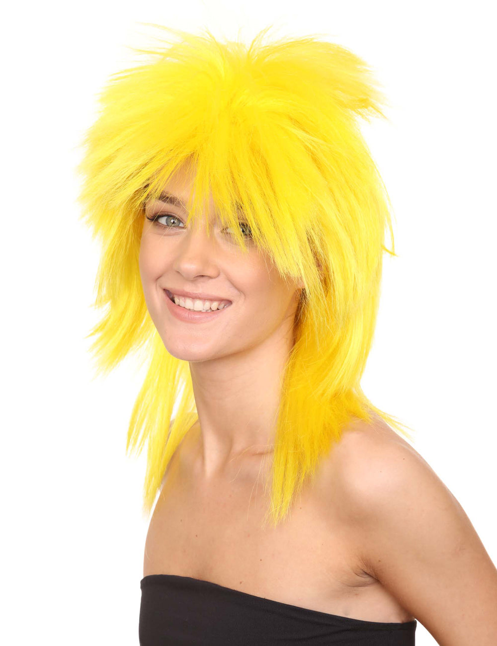 Wigs2you ハロウィン パーティー プレミアム H-1311 簡単に着用でき 快適なフィット感 80 年代女性イエロー ロッカー スタイルウィッグ