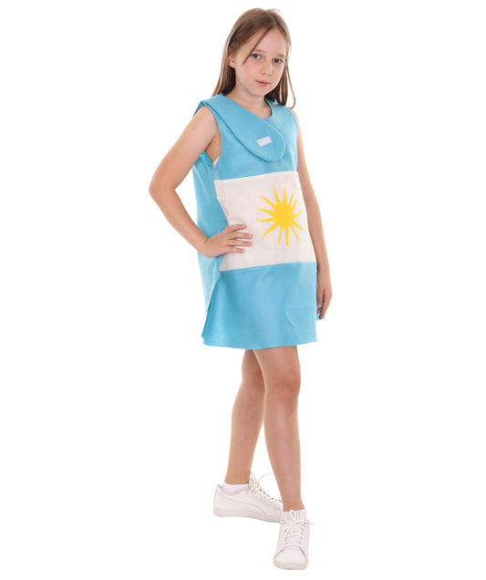 子供用女の子 JCO-182(Kids) 2018 ワールドカップ アルゼンチン フラッグ トロール ドレス コスチューム パトリオティック コスプレ コスチューム