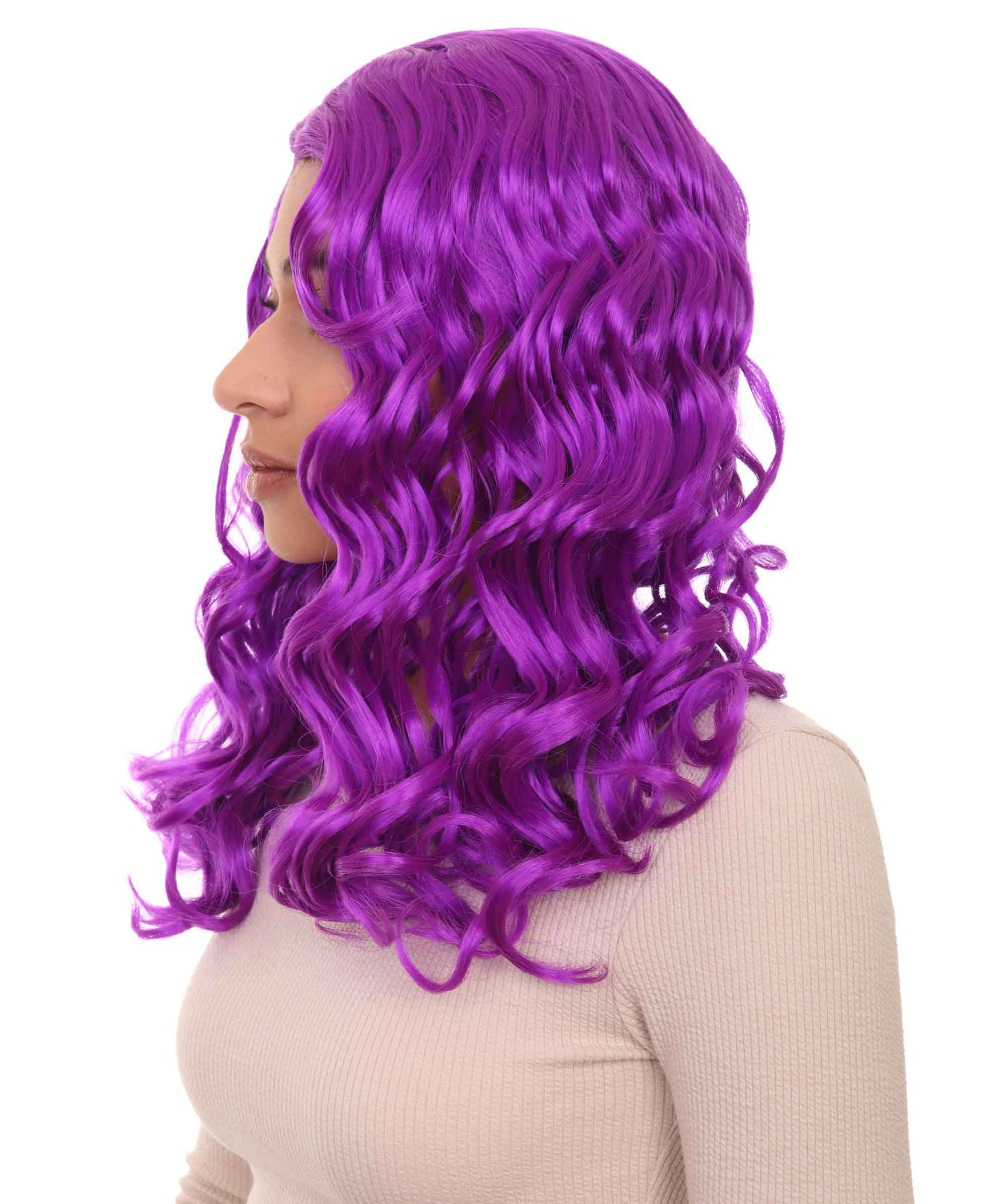 Wigs2you ハロウィンパーティー プレミアム レディース H-1112 とても快適なアリスウィッグ 鏡の国のアリス ネオンパープルカラー