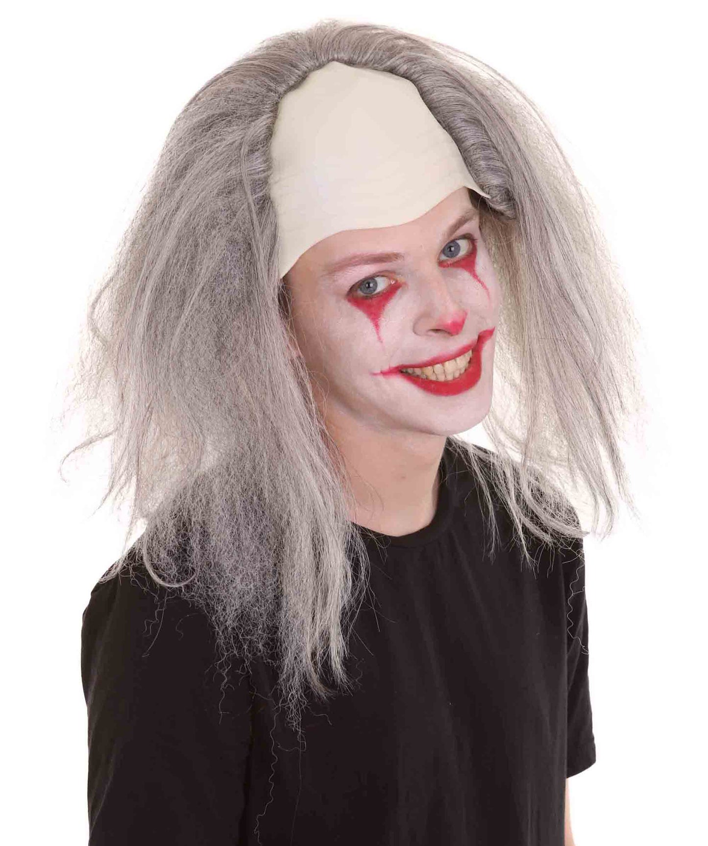大人用ハーフボールド面白い男性用グレーウィッグ H-4926 ハロウィンにぴったり 軽量難燃性合成ファイバー