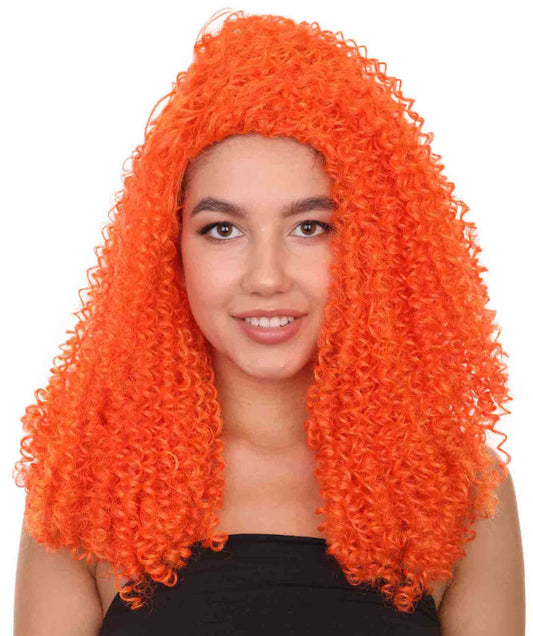 プレミアムハロウィンパーティーレディ H-5453 ロングレングス カーリー ドラッグの女王 フィアースオレンジウィッグ オレンジ