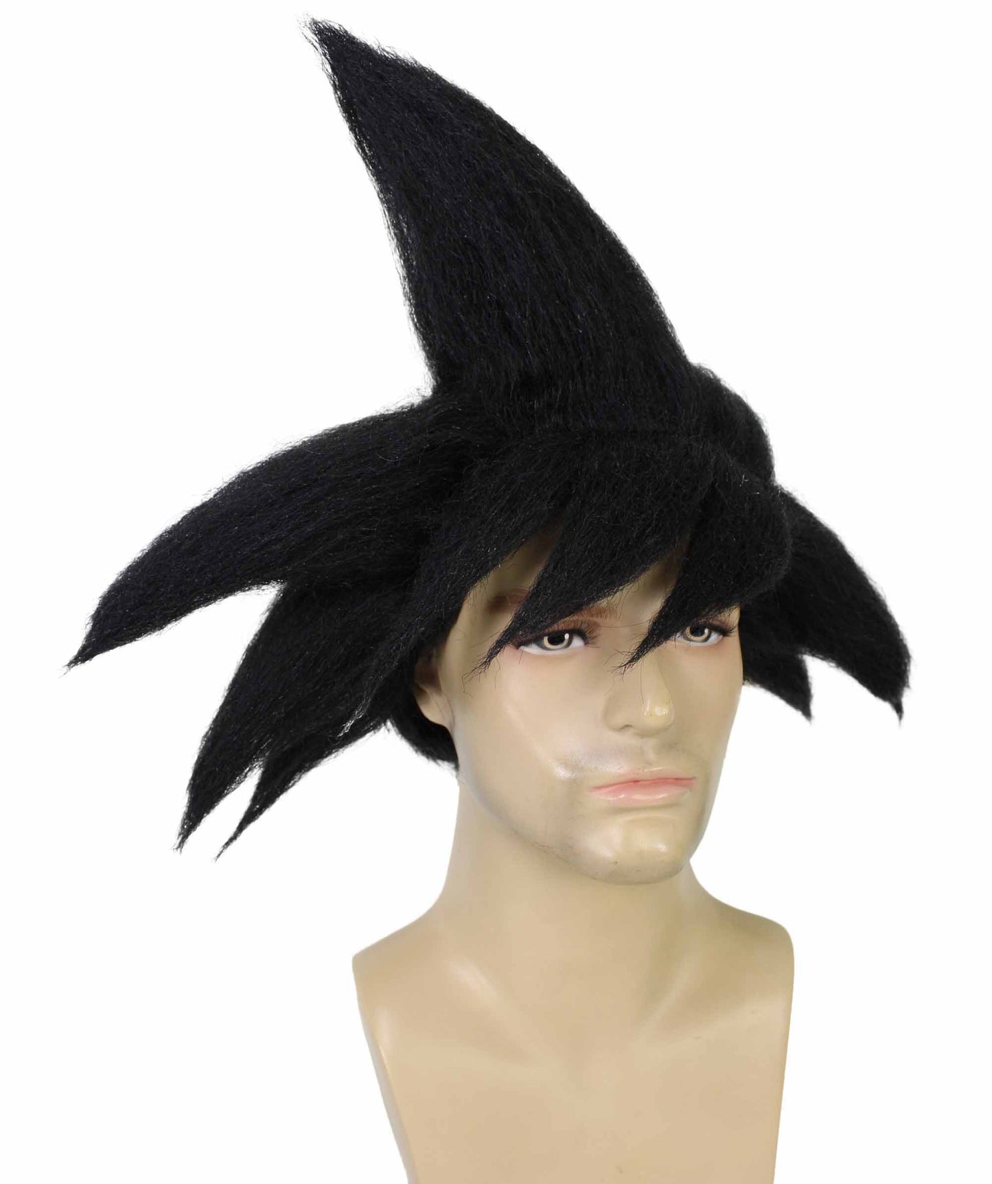 ハロウィンパーティープレミアムメンズ H-5639 ブラックサイヤンウィッグ 軟らかい合成繊維の髪