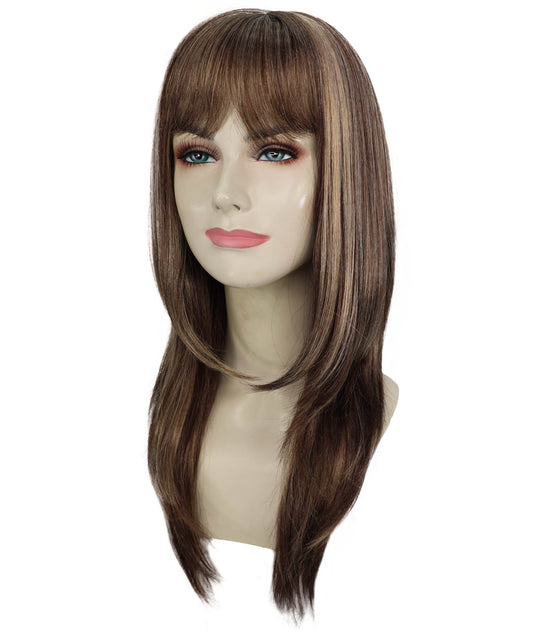 女性用 90 年代風のキム ウィッグ ストレート ロング マルチ ボブ H-6801 ウィッグ、コスプレ衣装やハロウィン パーティーのスタイリッシュなウィッグ、快適な通気性のあるキャップ ウィッグ、合成繊維のヘア ロールプレイ ウィッグ。
